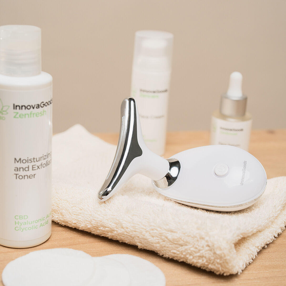 Massageador Facial Elétrico Reafirmante com LED, EMS e Calor