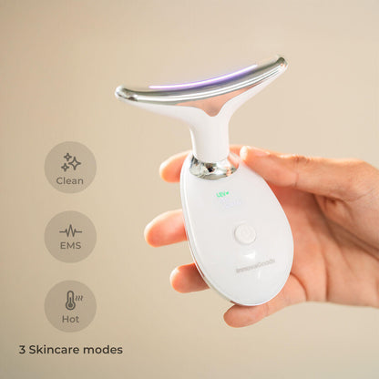 Massageador Facial Elétrico Reafirmante com LED, EMS e Calor