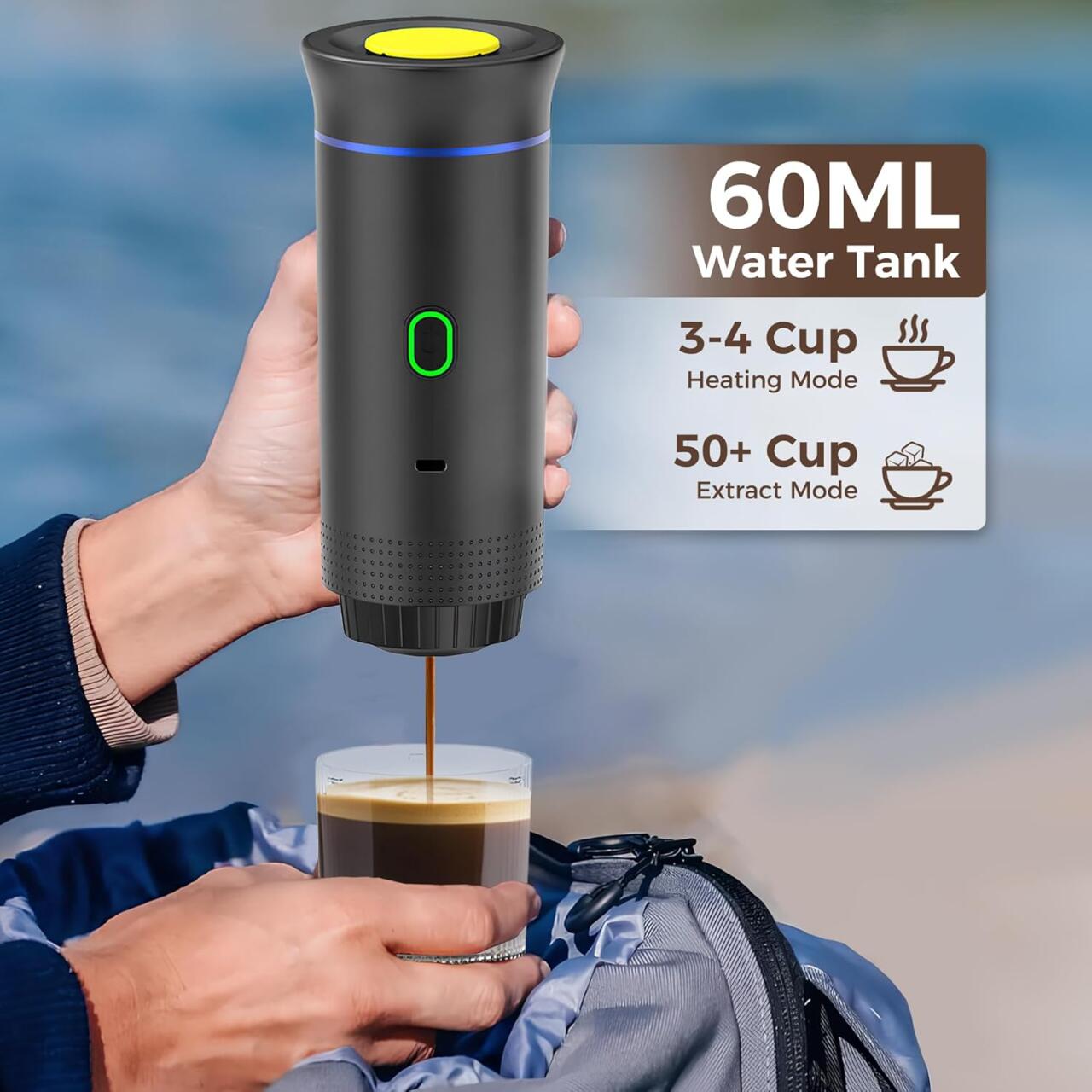 Máquina de Café Portátil 3 em 1 – Espresso Compacto e Recargável